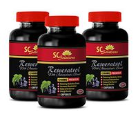 Memory Support Pills - Pure RESVERATROL Supplement 1200 mg - Green Tea Extract Capsules - 3 Bottles 180 Capsules