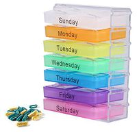 PerfectPrice Colorful Design Medicine Weekly Storage Pill 7 Day Tablet Sorter Box Container Case Organizer Pill Organizer Boxs