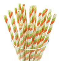 Homeford Firefly Imports Candy Striped Paper Straws, 7-3/4-Inch, 25-Pack, Coral/Apple Green, 7-3/4"
