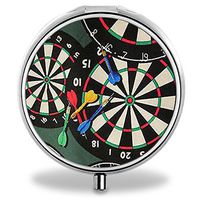 Darts Pill Case, Round Stainless Drug Organizer Container Medicine Cover for Pocket Daily&Weekly