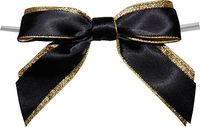 BAYWIND LTD; Gold and Black Twist Tie Bows - 50pc