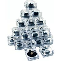 24 Clear Crystal Ring Gift Boxes 1 7/8"