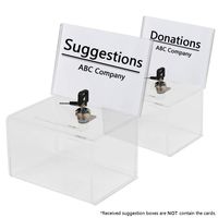 KYODOLED Acrylic Donation Box with Lock,Ballot Box with Sign Holder,Suggestion Box Storage Container for Voting, Raffle Box,Tip Jar 6.1" x 4.3" x 3.8"