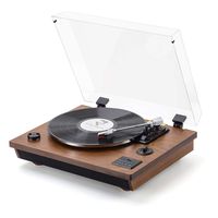 Rcm Wireless 3-Speed Turntable with Stereo Speakers Natural Wood Vinyl Record Player, Belt-Drive, Vinyl to MP3 Recording, RCA Output, USB (MC-262T/T Brown)