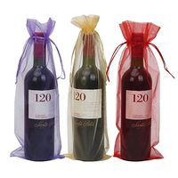 HRX Package 30 Pack Organza Wine Bottle Gift Bags with Drawstring for Christmas, 14.7 By 5.3 inches