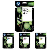 HP 940XL Black and HP 940XL Cyan/Magenta/Yellow Ink Cartridge Bundle (C4906AN, C4907AN, C4908AN, C4909AN)