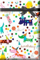 Barkday Doggie Birthday Party Pups Dogs in Hats Gift Wrap Wrapping Paper 15ft Roll with 20 Gift Tags