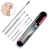 5 Pcs/Set of Stainless Steel Spiral Ear Spoon Ear Spoon Care Wax Removal Cleaning Cerumen Tool Ear Silvery