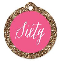 Chic 60th Birthday - Pink and Gold - Birthday Party Favor Gift Tags (Set of 20)