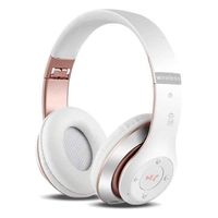 6S Wireless Headphones Over Ear,Noise Cancelling Foldable Wireless Stereo Headsets Earbuds with Built-in Mic, Micro SD/TF, FM for iPhone/Samsung/iPad/PC (White & Rose Gold)