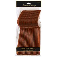 Amscan 4549.111 Premium Plastic disposable-forks, 20 pieces, Brown