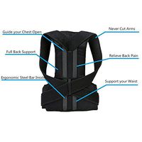 Working Support Back Brace Lumbar Belt Adjustable Straps Pain Relief for Women Men Improve Posture Correction Computer Sitting Work Prevents Slouching (XL)