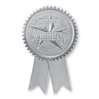 Embossed Seal of Achievement Ribbon Certificate Seals, 102 Pack (Silver)