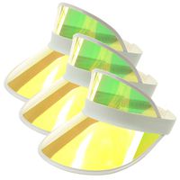 Rebecca Women Men Summer Colourful Membrane Sun Visor Caps Transparent Plastic Sun Hat Elastic Headband UV Protection Outdoor Sports Beach Cap 3 Yellow