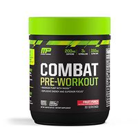 MusclePharm Combat Pre-Workout, 200 mg of Caffeine, Explosive Energy Powder, 400 mg of Tyrosine, 150 mg of Alpha GPC, Banned-Substance Tested, Fruit Punch, 1.99 lbs., 30 Servings
