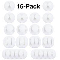 16 Pack OHill Multipurpose Cable Clips Holders for Organizing Cable Cords Home and Office, Self Adhesive Cord Holders