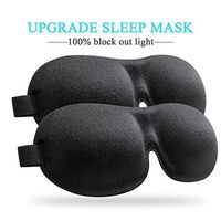 Sleep Mask (2 Pack), Upgraded Deeper 3D Contoured Eye Mask for Sleeping, Travel, Nap, Shift Work, No Pressure Light Blocking Eyeshade Night Blindfold with Adjustable Strap for Man, Women, Black