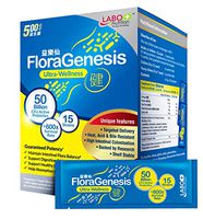 LABO Nutrition FloraGenesis - Probiotics 50 Billion CFU for Women & Men, 15 Strains, 600x More Survivability, Delayed Release, Stomach Acid Resistant, for Gut and Digestive Health - 30 Bags Powder