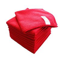 Goza Towels Microfiber Towel Cleaning Cloths Professional Grade All-Purpose 12"x12" (Red, 12 Pack)