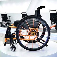 Premium Sport Wheelchair with Folding Pedals and Large Wheels for Extra Comfort, Black, Aluminum Alloy Frame, Pink/Orange/Blue