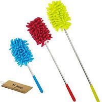 M-jump Retractable Long-Reach Washable Dusting Brush, Microfiber Hand Duster with Telescoping Pole(Set of 3)