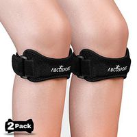 Patella Knee Strap 2 Pack - Knee Pain Relief - Tendon and Knee Support for Running, Hiking, Soccer, Basketball, Volleyball and Exercise - Runners Knee Stabilizer - Adjustable Band (Black - 2 Pack)