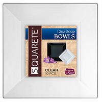 Squarete 12 ounce Square Clear Soup Bowlsl Heavy Duty Elegant Disposable 12 oz Square Party Soup Bowls 10 Bowls Per Package