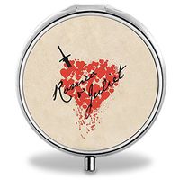 Heart Pill Case, Round Stainless Drug Organizer Container Medicine Cover for Pocket Daily&Weekly