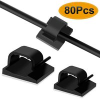 Hicdaw 80 Pcs Adhesive Cable Clips Large 2 Size Wire Clips Car Cable Organizer Cable Holder Cable Wire Management for Office Car and Home