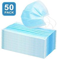 50 Pcs Three Layers Disposable Face 𝐌𝐀𝐒𝐊-Protect Yourself from Dust, Germs and Pollen – Ideal for Medical, Surgical, Catering and Construction Workers (50, Blue)