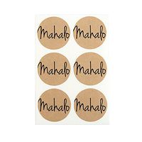 Mahalo Round Stickers, Seals and Labels for Hawaiian Themed Weddings, Showers and Parties, by Once Upon Supplies, 1.5 Inches, 60 Stickers