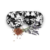 Nudwear Mulberry Silk Sleeping Eye Mask Anti Aging Soft Sleep Mask for Aromatherapy Relaxation Meditation, Black and White Floral