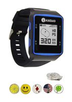 Amba9 GPS Golf Watch Bundle with 5 Ball Markers and 1 Hat Clip - Rangefinder with Preloaded Courses, Step Tracking, Distance to Hole Measurements, and Par Info - Lightweight, Black