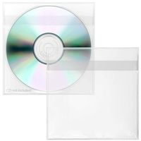StoreSMART - Peel & Stick CD/DVD Pocket - Clear Plastic - Tight Fit with Flap - 4 1/2" x 4 1/2" - 100-Pack - STB2011F-100