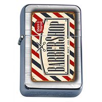 Vintage Barbershop Signs Barber Shop Flip Top Oil Lighter S2 Smoking Cigarette Smoker Includes Silver Case