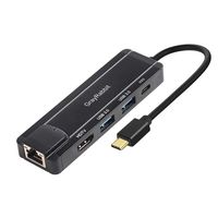 GrayRabbit USB C Hub Adapter, 5-in-1 USB C Adapter, with 4K USB C to HDMI Output, 1Gbps RJ45 Gigabit Ethernet, 2 USB3.0 Ports,60W Power Delivery, USB-C Network Adapter for MacBook Pro 2019/2018/2017