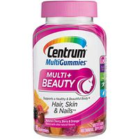 Centrum MultiGummies Multi + Beauty (90 Count, Natural Cherry, Berry, Orange Flavors) Multivitamin / Multimineral Supplement Gummy