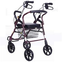 Lightweight Folding Four Wheel Rollator Walker with Padded Seat, Folding Transport Chair Equipped Large 8" Casters with Seat and Carrying Case Folding Foot Pedal