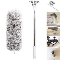 Yafook Microfiber Duster 100" Ceiling Fan with Stainless Steel Extension Long Extendable Pole Washable Bendable for Cleaning, High Cobweb Wall Dusting Wet, Interior Roof