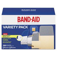 Johnson & Johnson Consumer Products 4711 Assorted Band-Aid Sheer and Wet Flex Adhesive Bandage Pack, English, 6.71125 fl. oz, Plastic, 1" x 1" x 1" (280 Per Box)