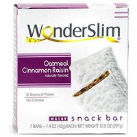 WonderSlim High Protein Snack Bar/Diet Bars - Oatmeal Cinnamon Raisin (7ct) - Trans Fat Free, Aspartame Free, Kosher, Cholesterol Free