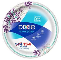 Dixie Everyday Paper Plates, 8 12", 154 Count, Lunch or Light Dinner Size Printed Disposable Plates