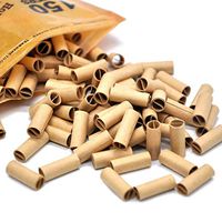 Autobestown 150Pcs 6MM Natural Unrefined Pre-Rolled Tips Cigarette Filter Rolling Paper for Hand Rolled Cigarettes