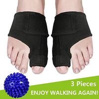 Bunion Splints, Bunion Corrector and Bunion Relief Pads with Bunion Tape for Hallux Valgus, Big Toe Joint, Overlapping Hammer Toes with Foot Massage Ball for Women and Men (Black)