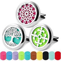 3 PCS Car Aromatherapy Essential Oil Diffuser Vent Clip, Stainless Steel Locket with 40 Felt Pads