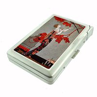 Perfection In Style Metal Cigarette Case with Built in Lighter Vintage Art Deco Design 005