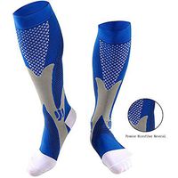Compression Socks for Women Men 20-30mmHg Runners Nurses Knee High Compression Stocking for Varicose Veins,Swelling,Travel Flight-Blue S/M