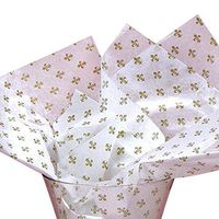White & Gold Fleur DE LIS Floral Tissue Paper for Gift Wrapping 20"x30" Sheets (50)