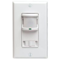 Leviton PR180-1LW Decora 500W Incandescent, 400VA, Passive Infrared Wall Switch Occupancy Sensor, Single Pole and 3-Way, White
