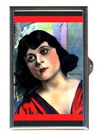 Theda Bara Color Photograph in Red Robe Silent Movie Vamp Decorative Pill Box